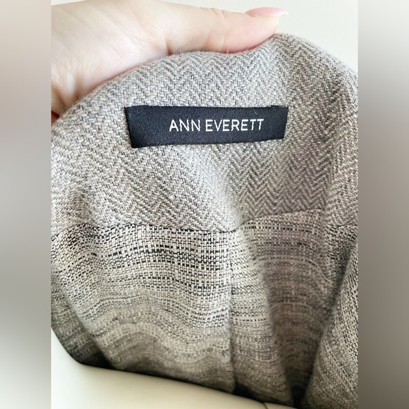 Ann Everett Herringbone Gray Wool Long Custom Pea Coat Button Down - Picture 16 of 16